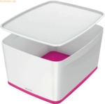Leitz Aufbewahrungsbox myBox gro&szlig; A4 mit Deckel wei&szlig;/pink