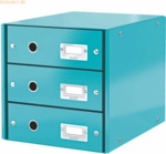 Leitz Schubladenbox 3 F&auml;cher Karton eisblau