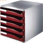 Leitz B&uuml;robox BxHxT 291x292x352mm 5 Schubladen bordeaux/lichtgrau