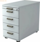 mcbuero.de Standcontainer 80cm 4 Schub Schloss Streifengriff Grau
