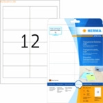 HERMA Etiketten Folie transparent 96,5x42,3mm Special A4 LaserCopy VE=
