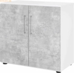 mcbuero.de Schrank Serie 9 2OH BxTxH 80x42x74,8cm Griff BS Wei&szlig;/Beton