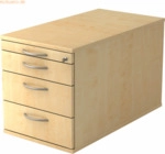 mcbuero.de Rollcontainer 80cm 3 Schub Schloss Bogengriff Ahorn