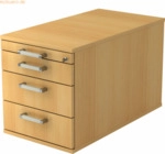 mcbuero.de Rollcontainer 80cm 3 Schub Schloss Chromgriff Buche