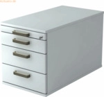 mcbuero.de Rollcontainer 80cm 3 Schub Schloss Streifengriff Grau