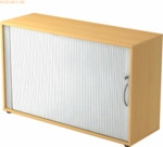 mcbuero.de Rolladenschrank 2 OH BxTxH 120x40x74,8cm Griff BM Buche/Sil