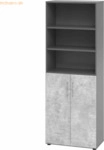 mcbuero.de Schrank 6OH /3OH T&uuml;ren BxTxH 80x42x215,6cm Griff BS Graphit