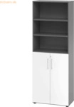 mcbuero.de Schrank 6OH /3OH T&uuml;ren BxTxH 80x42x215,6cm Griff BS Graphit