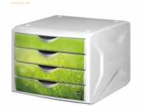 Helit Schubladenbox Chameleon A4-C4 4 Schubladen geschlossen weiß/grün