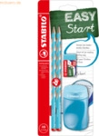 3 x Stabilo Dreikant-Bleistift Easygraph S Schul-Set blau