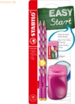 3 x Stabilo Dreikant-Bleistift Easygraph S Schul-Set pink