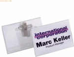 Durable Namensschilder mit Kombiklemme 40x75mm transparent VE=50 St&uuml;ck