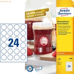 Avery Zweckform Etiketten rund 40 mm wei&szlig; wiederabl&ouml;sbar VE=240 St&uuml;ck