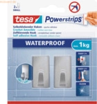 6 x Tesa Klebehaken Powerstrips S Edelstahl Tragf&auml;higkeit 1kg eckig wa