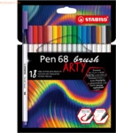6 x Stabilo Premium-Filzstift mit Pinselspitze Pen 68 brush Etui -Arty