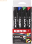 Kores Permanentmarker XP1 3mm Rundspitze Set mit 4 Farben schwarz, bla