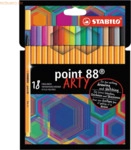 6 x Stabilo Fineliner point 88 Etui Arty VE=18 Farben