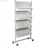 Helit Prospektregal 12x A4 750x1580x390mm 4 F&auml;cher Metall silber