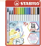 5 x Stabilo Premium-Filzstift mit Pinselspitze Pen 68 brush Etui VE=15