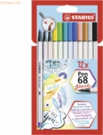 6 x Stabilo Premium-Filzstift mit Pinselspitze Pen 68 brush Etui VE=12