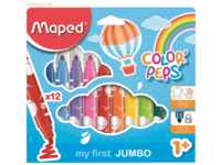 12 x Maped Filzstift Color'Peps Long Life Maxi 5,9mm farbig sortiert V