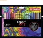 6 x Stabilo Filzstift mit Kappenring Cappi Arty Etui VE=18 Farben