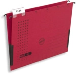 Elba H&auml;ngetasche chic A4 230g/qm Karton mit Leinenfr&ouml;schen rot VE=5 St