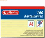 6 x Herlitz Karteikarten A6 liniert gelb VE=100 St&uuml;ck