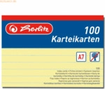 Herlitz Karteikarten A7 liniert VE=100 St&uuml;ck gelb
