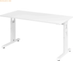 mcbuero.de Schreibtisch C-Fu&szlig; 140x67cm Wei&szlig;/Wei&szlig;