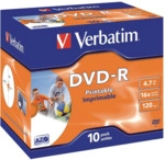 Verbatim DVD-Rohlinge bedruckbar DVD-R 4,7GB/16x im Jewel Case VE=10 S