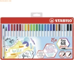 Stabilo Premium-Filzstift mit Pinselspitze Pen 68 brush Etui VE=25 St&uuml;