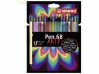 6 x Stabilo Premium-Filzstift Pen 68 Kartonetui Arty VE=18 Farben