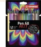 6 x Stabilo Premium-Filzstift Pen 68 Kartonetui Arty VE=18 Farben