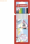 Stabilo Premium-Filzstift mit Pinselspitze Pen 68 brush Etui VE=8 Farb