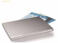 Durable Visitenkarten-Box für 20 Karten metallic silber