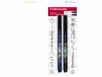 6 x Tombow Fasermaler Brush Pen Fudenosuke Härtegrade 1 + 2 schwarz VE