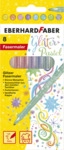 6 x Eberhard Faber Fasermaler Glitzer Pastell 8er Etui 3mm sortiert.