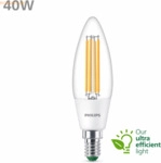 Signify Philips Classic LED-A-Label Lampe 40W E14 Warmwei&szlig; klar Kerze