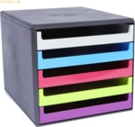 M+M Schubladenbox 5 Sch&uuml;be anthrazit/Rainbow-Colours sortiert