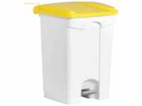 Helit Tretabfallbehälter 45l Kunststoff weiß Deckel gelb