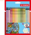 10 x Stabilo Fasermaler Pen 68 Kartonetui mit 18 Farben