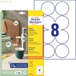 Avery Zweckform Etiketten rund A4 69mm 10 Bogen/80 Etiketten wei&szlig;