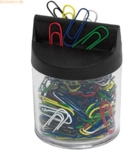 Wedo Klammernspender rund transparent gef&uuml;llt mit 125 Klammern farbig