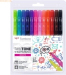 Tombow Doppelfasermaler TwinTone Rund- und Finelinerspitze VE=12 St&uuml;ck
