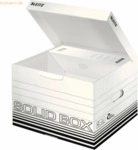 10 x Leitz Archiv Container M mit Klappdeckel Wellpappe wei&szlig;