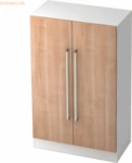 mcbuero.de Schrank Solid 3OH BxTxH 80x42x127cm Griff CE Wei&szlig;/Nussbaum