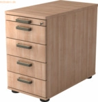 mcbuero.de Standcontainer 80cm 4 Schub Schloss Streifengriff Nussbaum