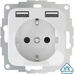 2USB Schutzkontakt-Steckdose 2USB inCharge PRO SI VDE reinwei&Atilde;&Yuml; gl&Atilde;&curren;nzend