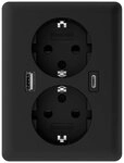 2USB easyCharge DUO 18W A/C Doppelsteckdose mattschwarz 16A - 220-250V -50Hz